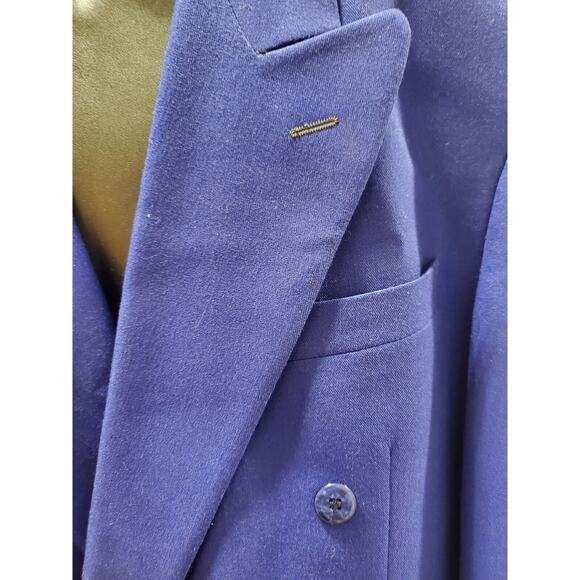 Jack Green Linea Classica Men's Blue Polyester Double Breasted Blazer Size 42R - Picture 3 of 14